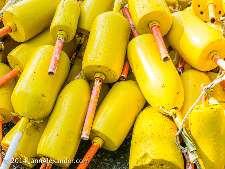 yellow lobster buoys