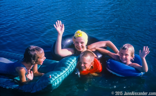 At the Lake Matching waves: my mother and me, with my next sister and brother | Jann Alexander ©2015